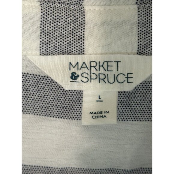 Market Spruce Stitchfix Womens Large Striped Roll Tab Sleeve Button Shirt - Picture 3 of 6